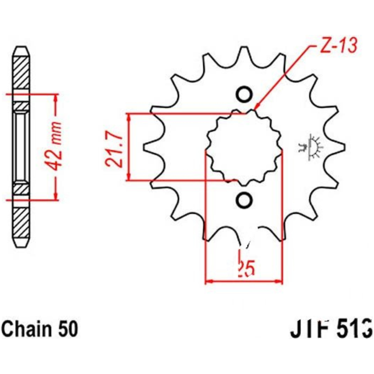 Jt jtf513.14 zahnrad ritzel 14z teilung 530 f51314 von JT