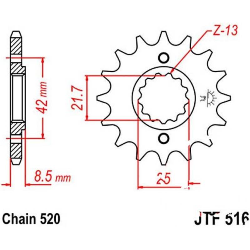Jt jtf516.14 zahnrad ritzel 14z teilung 520 f51614 von JT