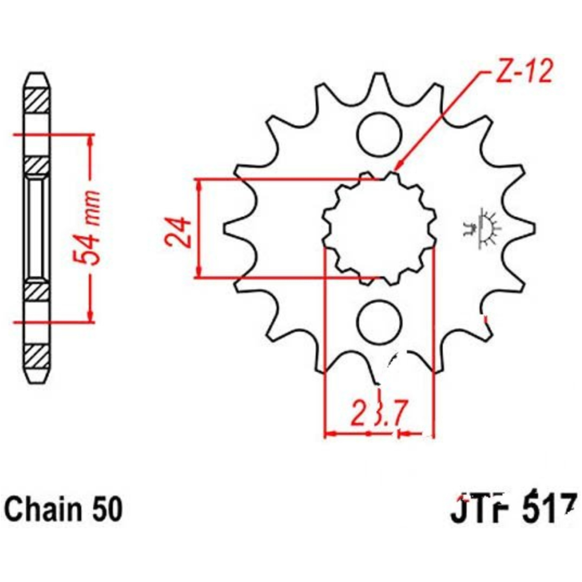 Jt jtf517.16 zahnrad ritzel 16z teilung 530 f51716 von JT