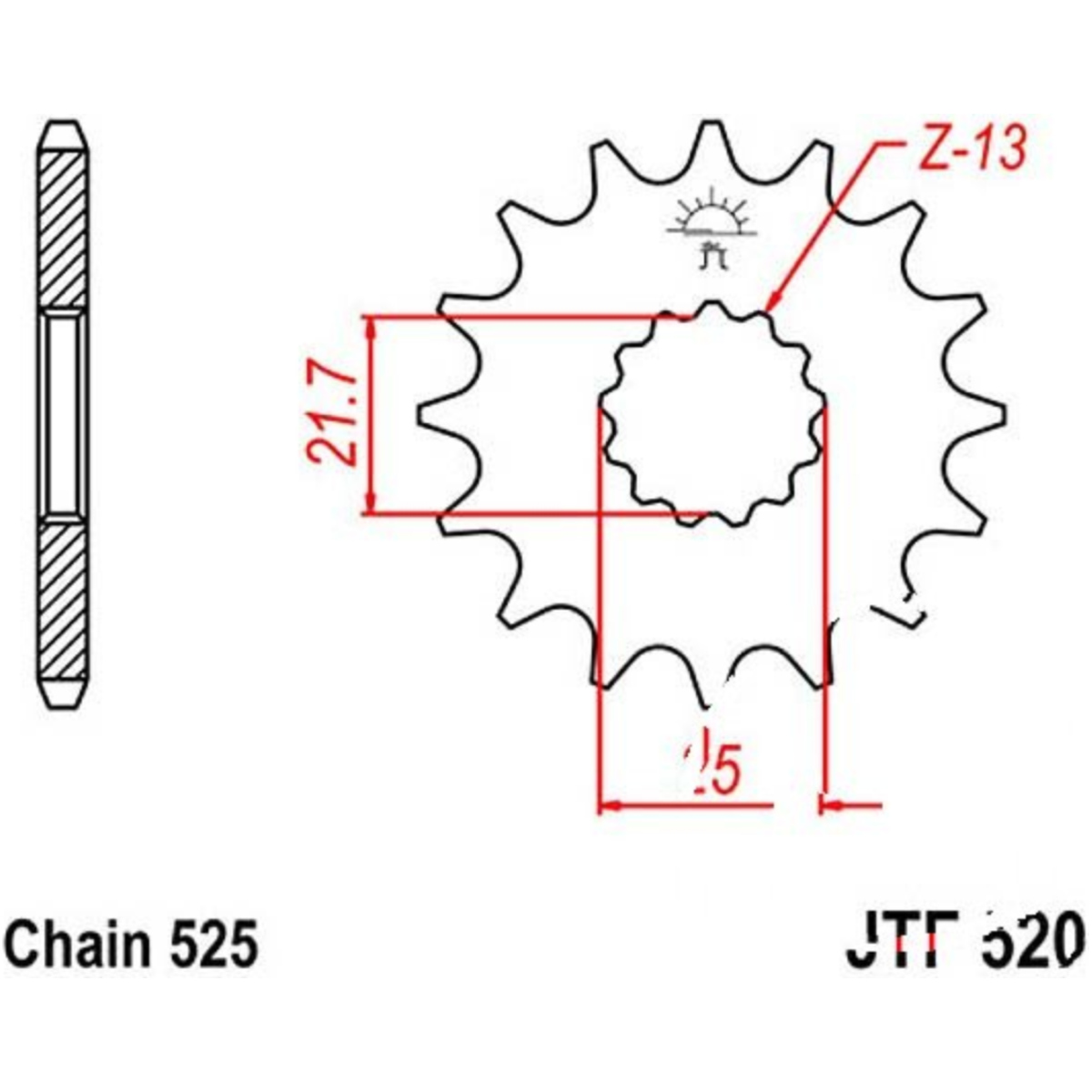 Jt jtf520.17 zahnrad ritzel 17z teilung 525 f52017 von JT