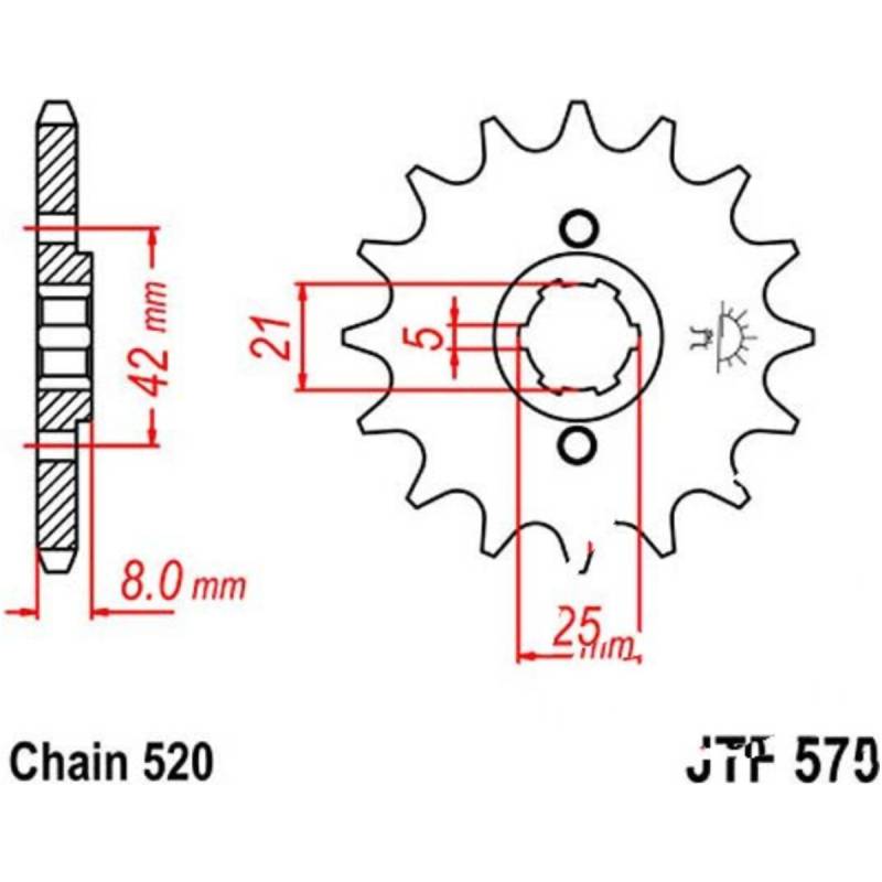 Jt jtf575.14 zahnrad ritzel 14z teilung 520 f57514 von JT