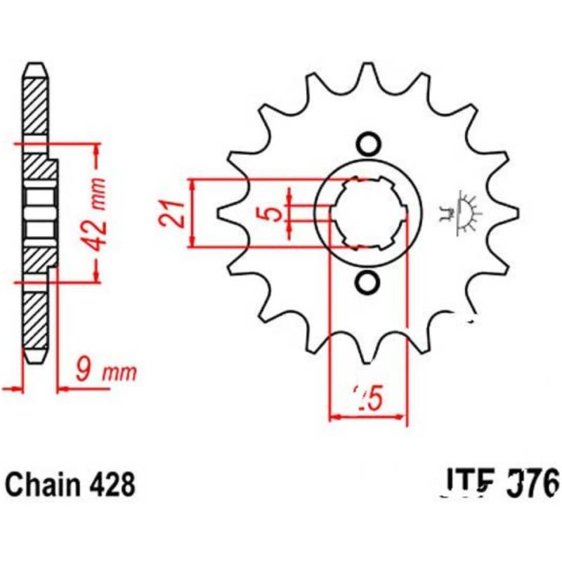 Jt jtf576.19 zahnrad ritzel 19z teilung 428 f57619 von JT