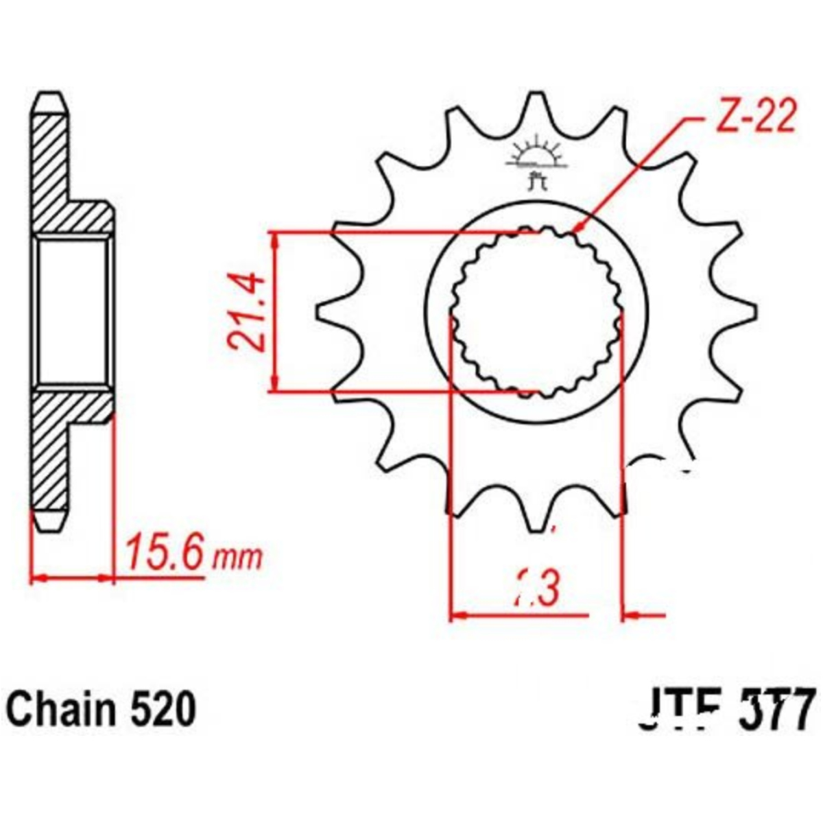 Jt jtf577.14 zahnrad ritzel 14z teilung 520 f57714 von JT