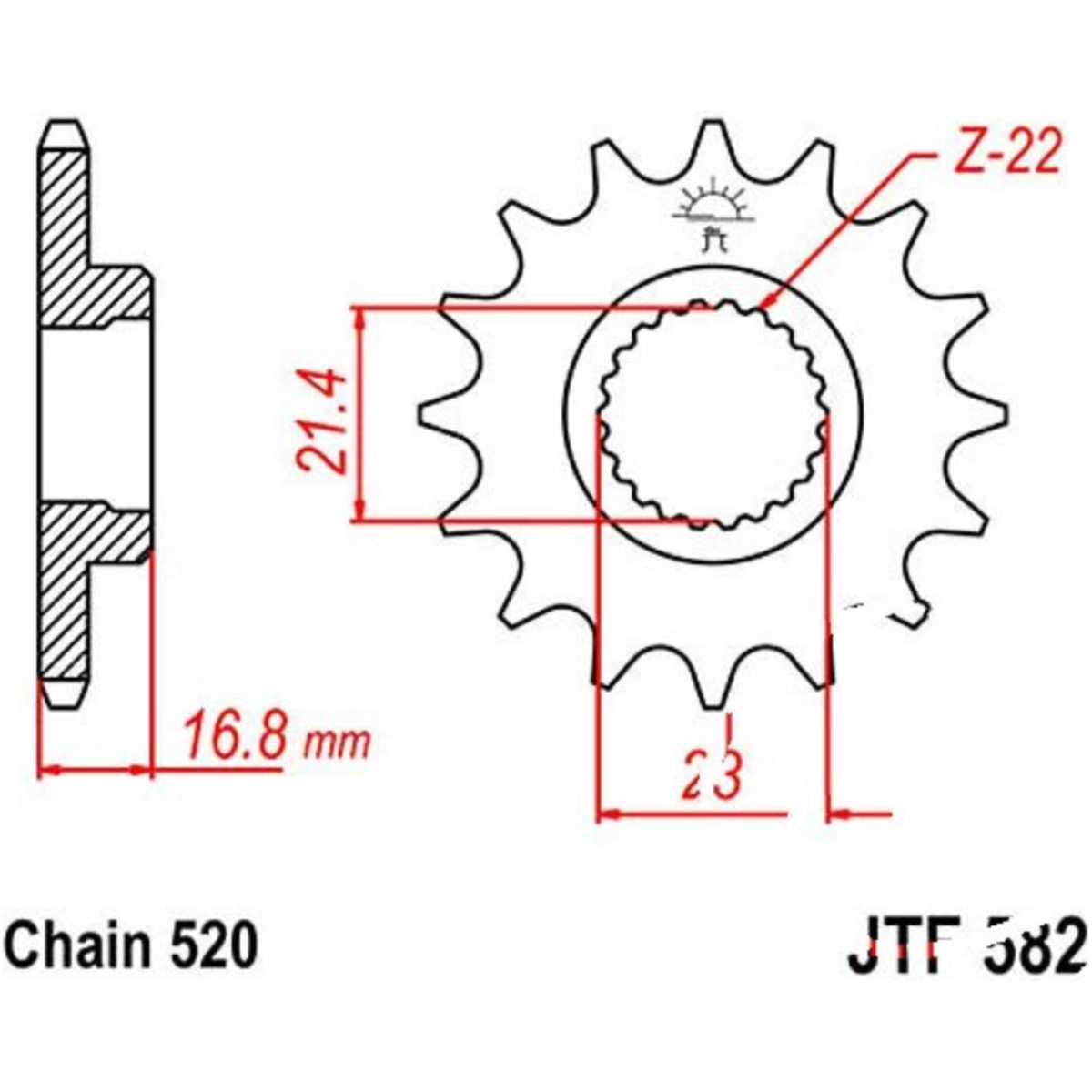 Jt jtf582.16 zahnrad ritzel 16z teilung 520 f58216 von JT