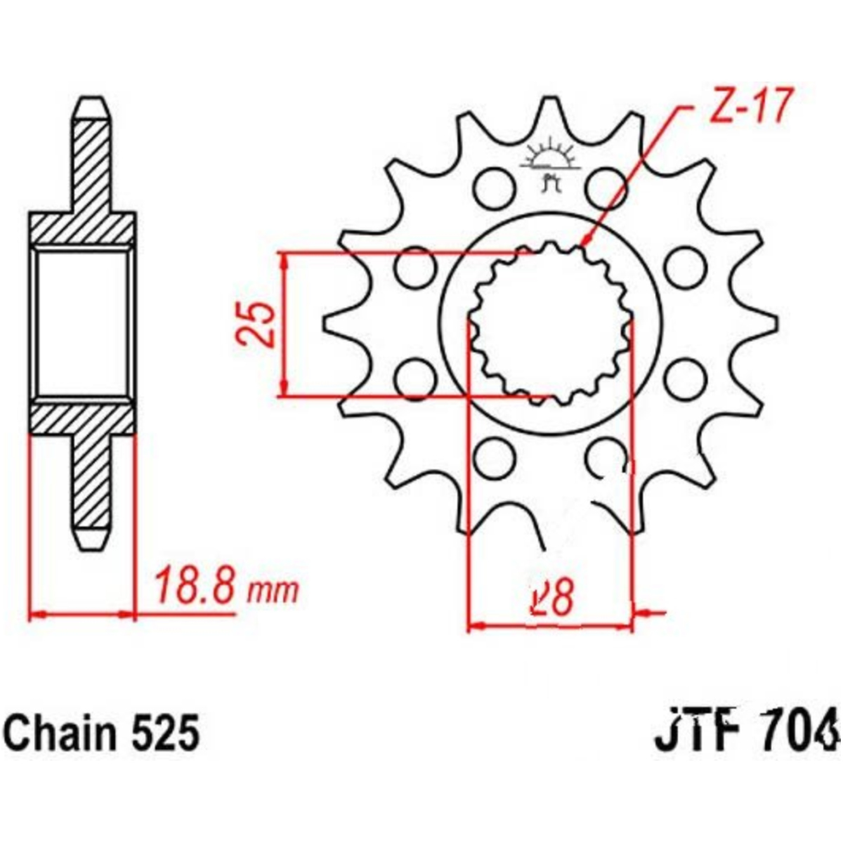 Jt jtf704.16 zahnrad racing-ritzel 16z teilung 525 f70416 von JT