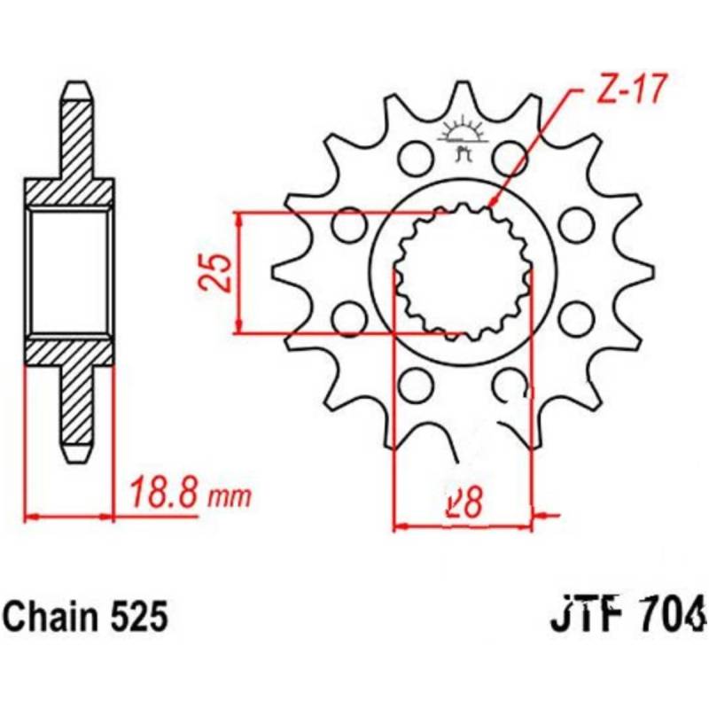 Jt jtf704.17 zahnrad racing-ritzel 17z teilung 525 f70417 von JT