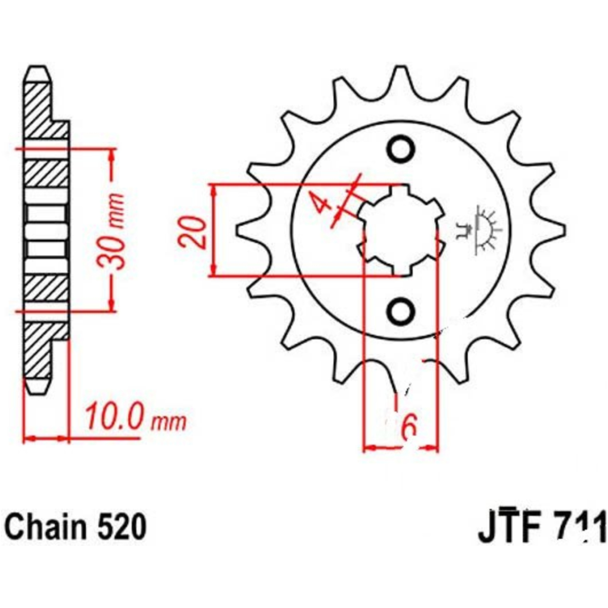 Jt jtf711.12 zahnrad ritzel 12z teilung 520 f71112 von JT