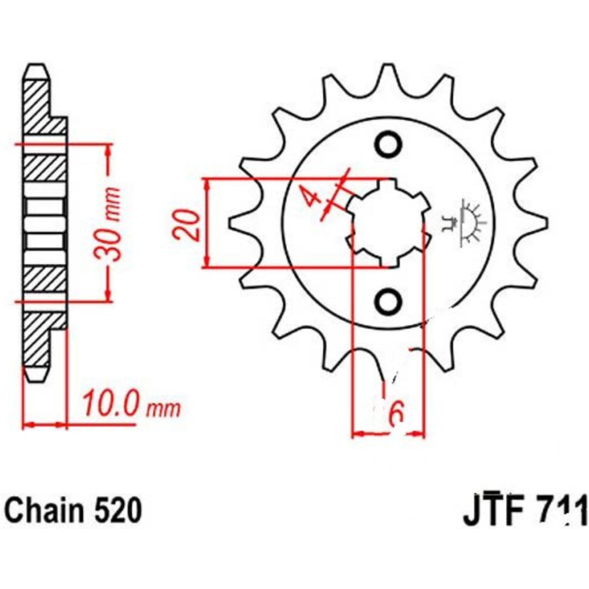 Jt jtf711.13 zahnrad ritzel 13z teilung 520 f71113 von JT