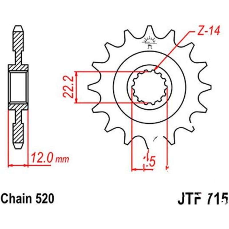 Jt jtf715.13 zahnrad ritzel 13z teilung 520 f71513 von JT