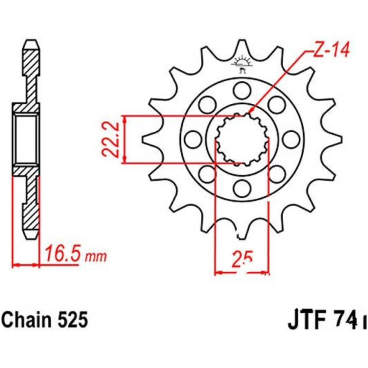 Jt jtf741.15 zahnrad racing-ritzel 15z teilung 525 von JT