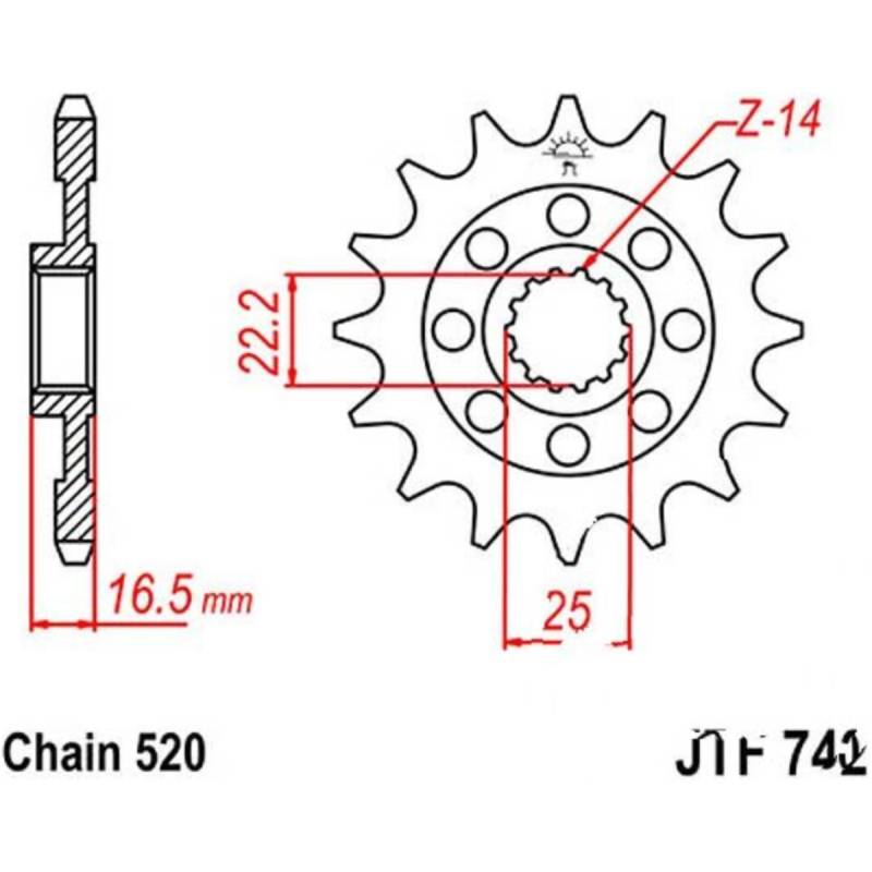 Jt jtf742.15 zahnrad racing-ritzel 15z teilung 520 f74215 von JT