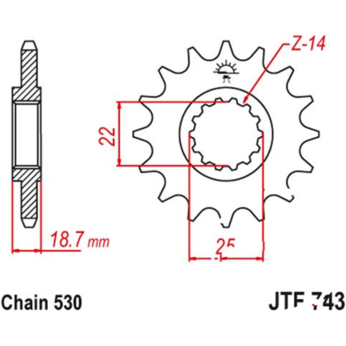 Jt jtf743.15 zahnrad ritzel 15z teilung 530 f74315 von JT