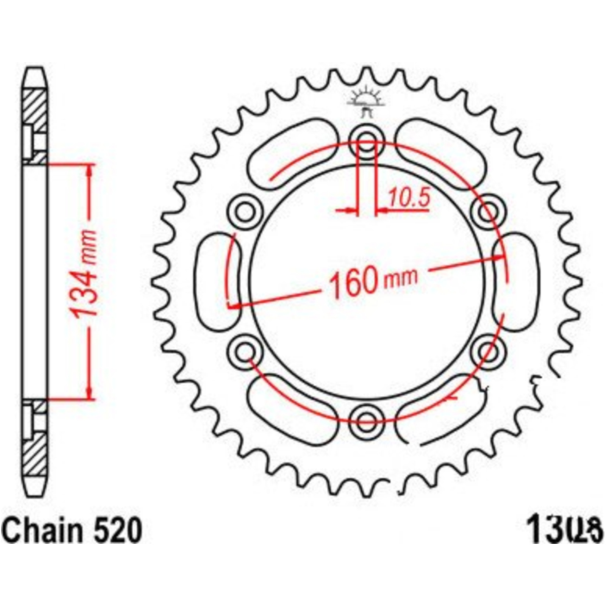 Jt jtr1308.45 kettenblatt kettenrad 45z teilung 520 r130845 von JT