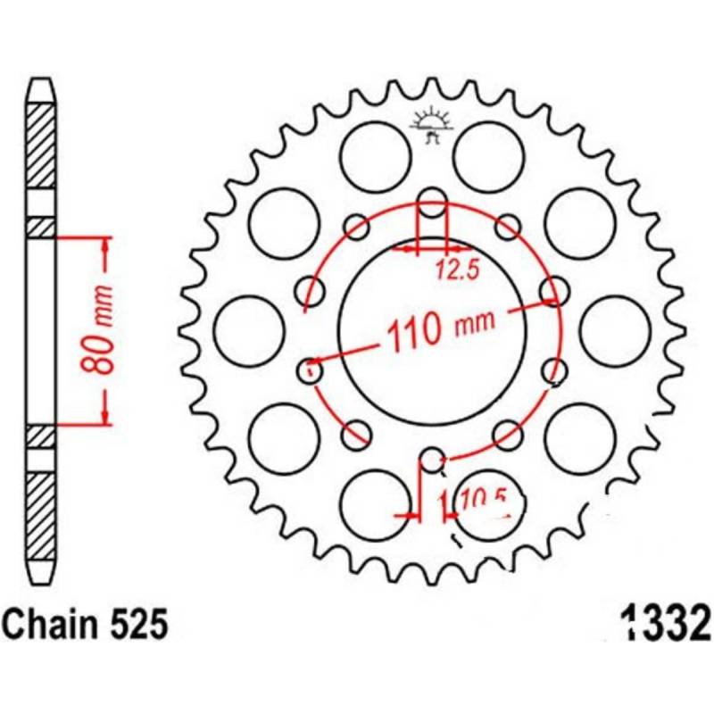 Jt jtr1332.41 kettenblatt kettenrad 41z teilung 525 r133241 von JT