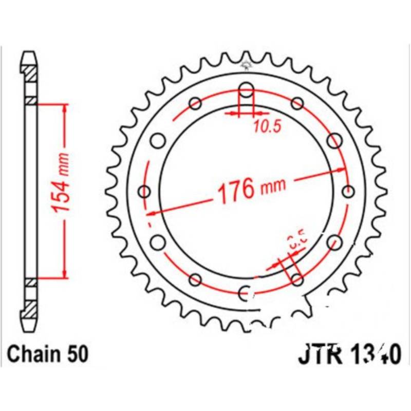 Jt jtr1340.44 kettenblatt kettenrad 44z teilung 530 von JT