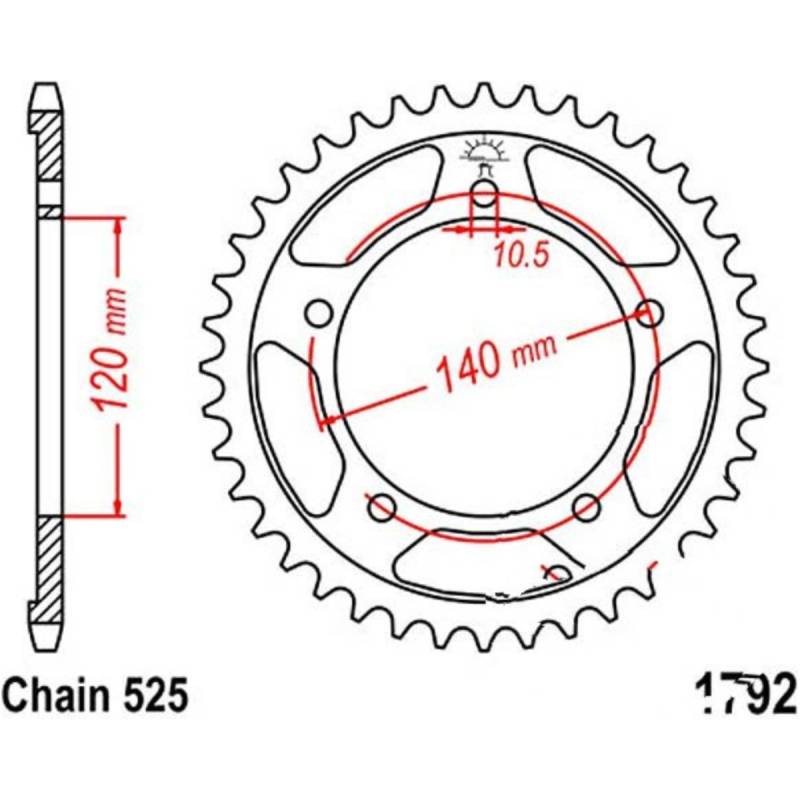 Jt jtr1792.45 kettenblatt kettenrad 45z teilung 525 r179245 von JT