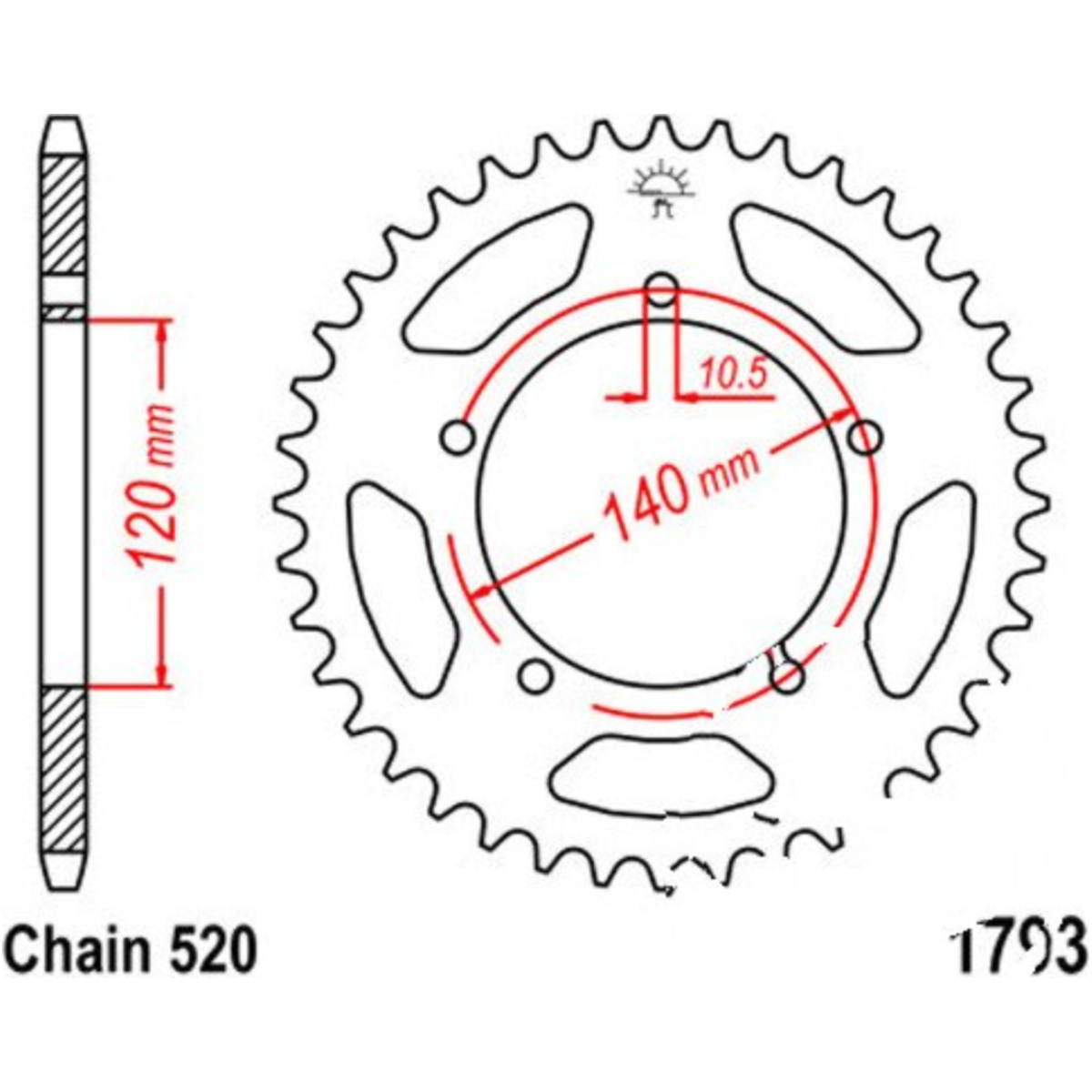 Jt jtr1793.42 kettenblatt kettenrad 42z teilung 520 r179342 von JT