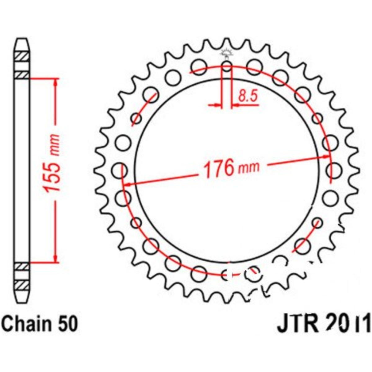 Jt jtr2011.43 kettenblatt kettenrad 43z teilung 530 r201143 von JT