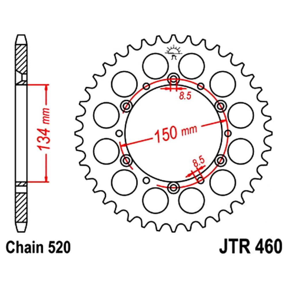 Jt jtr460.50 kettenblatt kettenrad 50z teilung 520 r46050 von JT