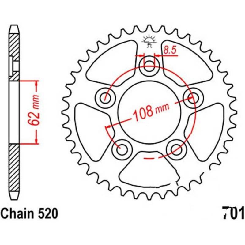 Jt jtr701.40 kettenblatt kettenrad 40z teilung 520 r70140 von JT