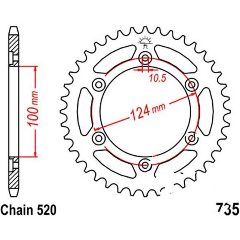 Jt jtr735.37 kettenblatt kettenrad 37z teilung 520 r73537 von JT