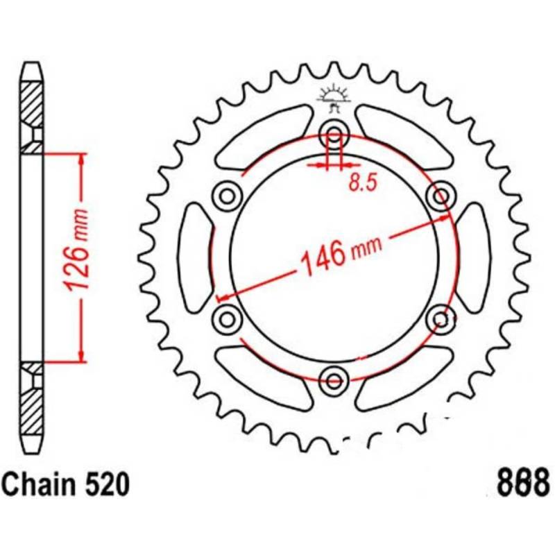 Jt jtr808.48 kettenblatt kettenrad 48z teilung 520 r80848 von JT