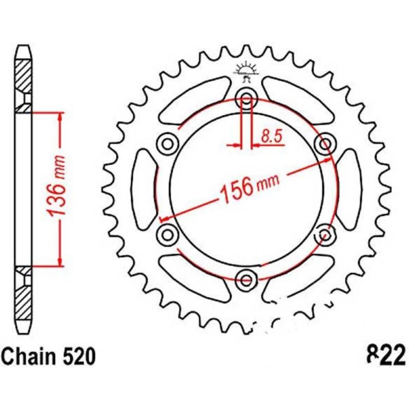 Jt jtr822.46 kettenblatt kettenrad 46z teilung 520 r82246 von JT