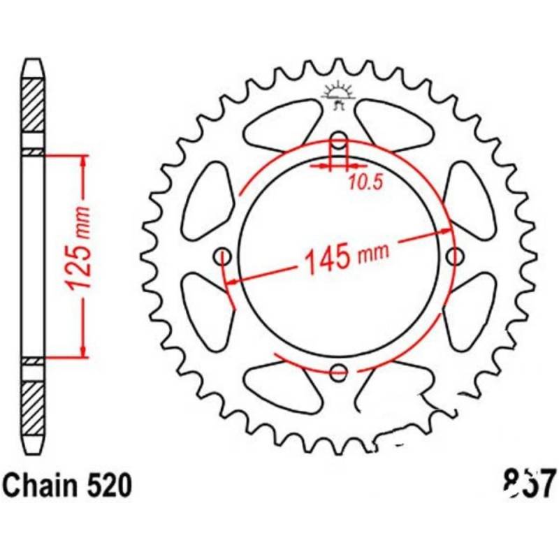 Jt jtr857.40 kettenblatt kettenrad 40z teilung 520 r85740 von JT