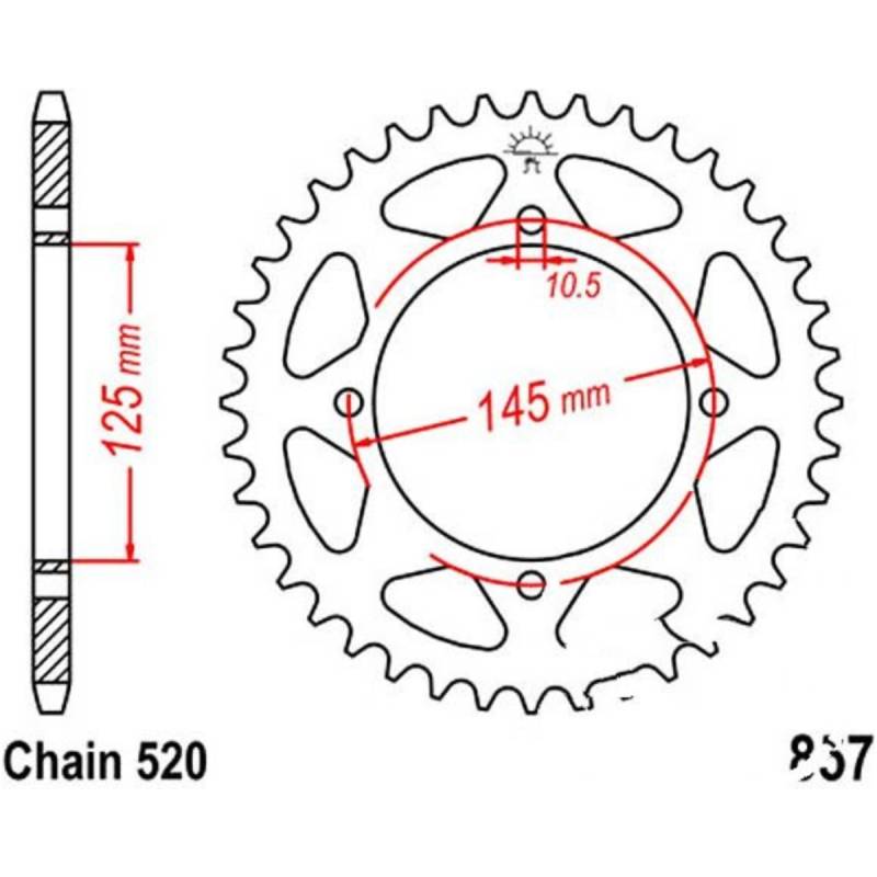 Jt jtr857.47 kettenblatt kettenrad 47z teilung 520 r85747 von JT