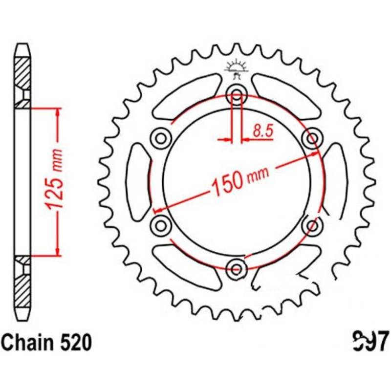 Jt jtr897.38 kettenblatt kettenrad 38z teilung 520 r89738 von JT