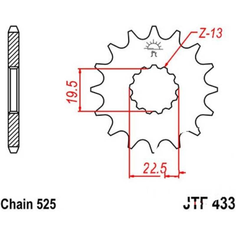 Zahnrad ritzel 14z teilung 525 jtf43314 von JT