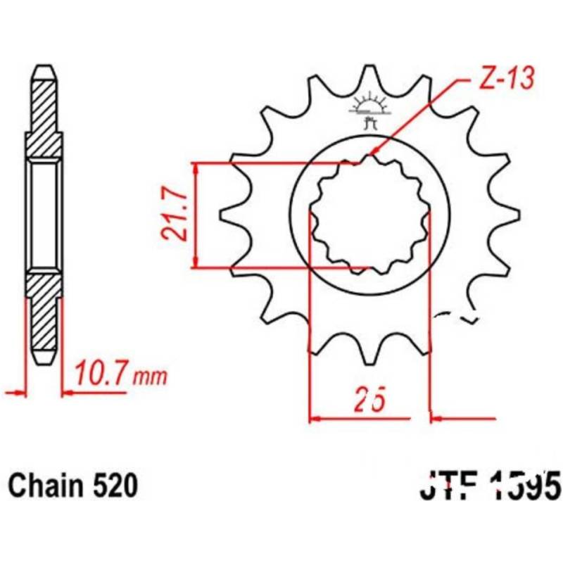 Zahnrad ritzel 16z teilung 520 von JT