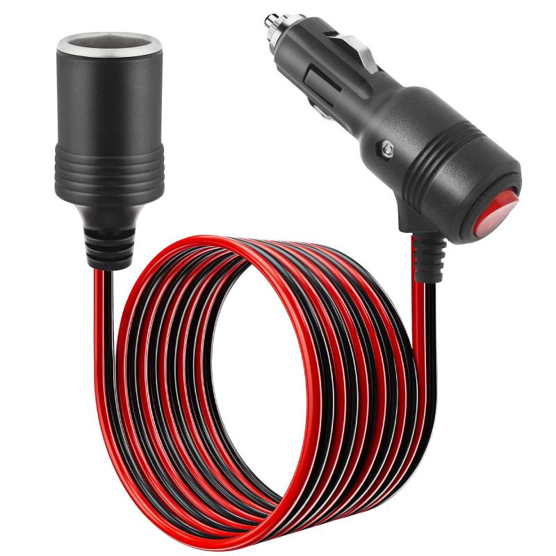 4 Meter KFZ Verlängerungskabel für Zigarettenanzünder Verlängerungskabel 12V/24V Auto Zigarettenanzünderbuchse Steckdose Adapter Staubdicht Wasserdicht [16AWG / 15A ] von JTENG