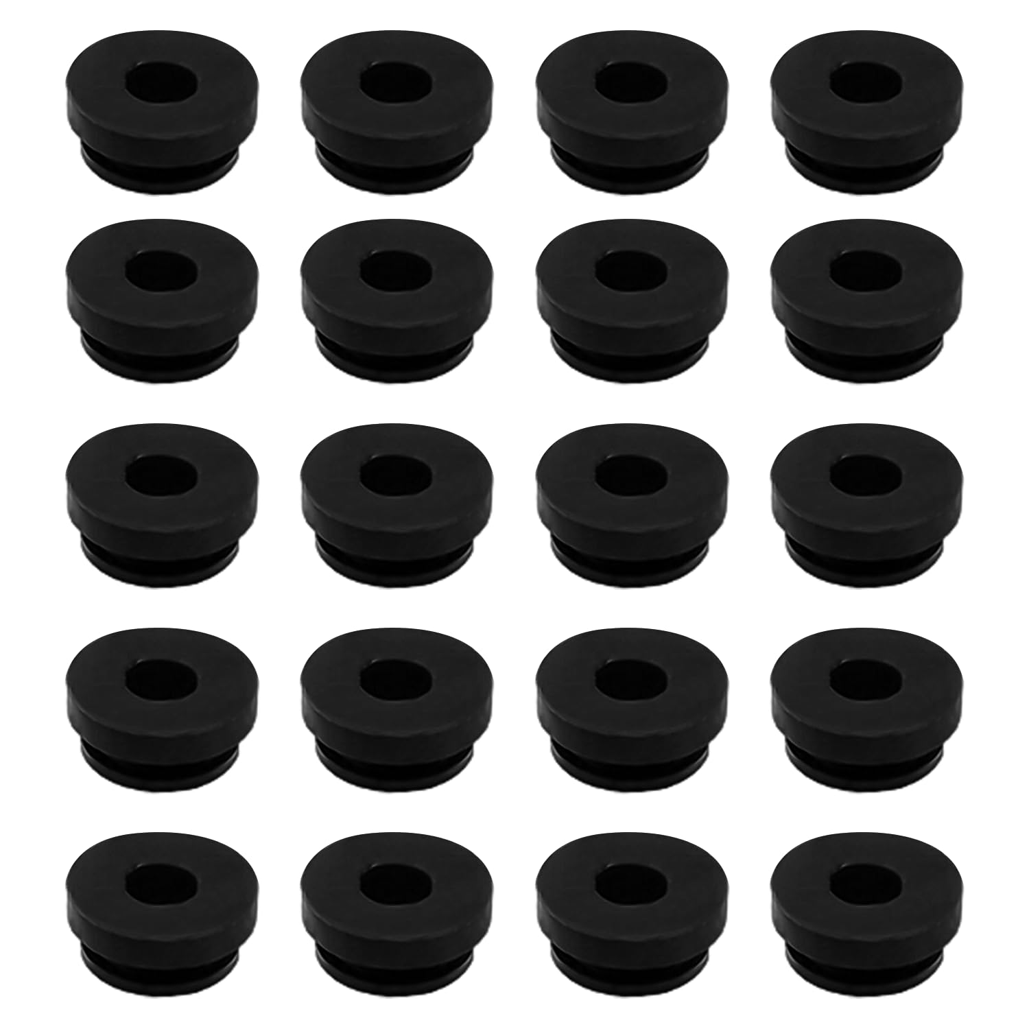 20 Stück schwarze Gummiabdeckungen, Silikon-Drahtringe, RV Herd Gasherd Lochstopfen, Küchengeräte Zubehör, Topfträger (5 mm) von JTMKYO