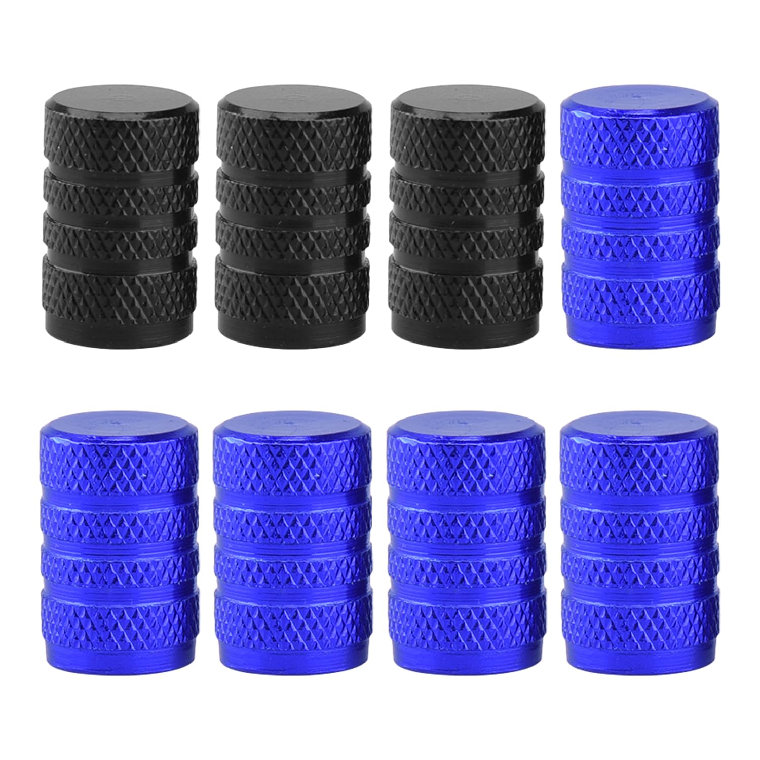 8 Stück Autoreifen-ventilkappen, Ventil-staubschutzkappen, Reifenventilkappen, Kühlerventilabdeckungen, Fahrrad-staubkappen, Autoreifen-zubehör. (schwarz Blau) von JTMKYO