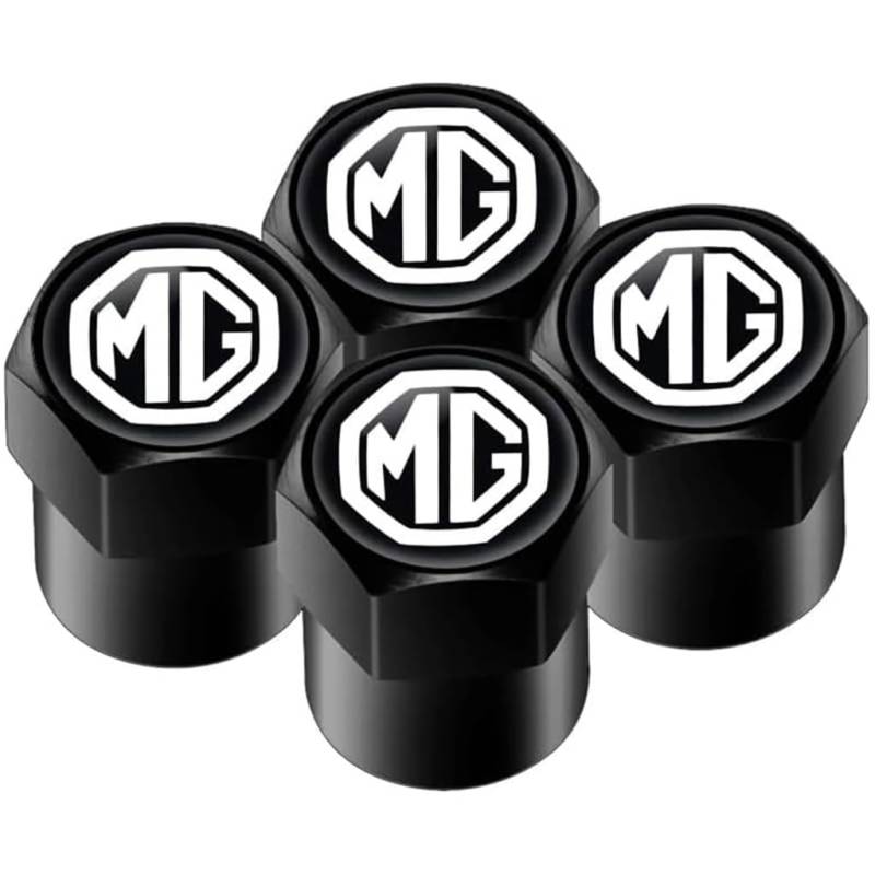 JTNDSHDP Auto Ventilkappen für MG EHS 2022-2025,4 Stück Lecksichere Staubkappe Reifenventilkappen Metall Autoventil Kappe Auto Zubehör,A-Black von JTNDSHDP