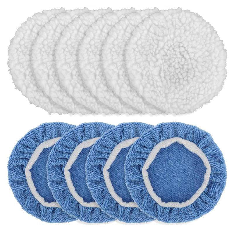 JTQYFI Packung Mit 10 Kreispufferpolster Mit 10 Autos Lambskin Und Mikrofaserpolierkissen Für Polierwagen Und Möbel von JTQYFI