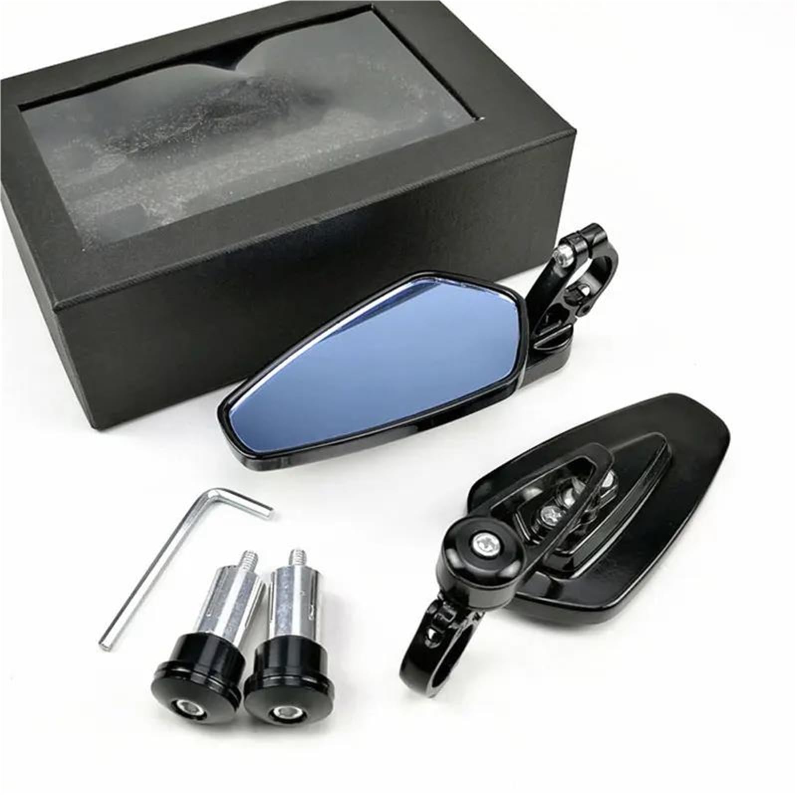 1 Paar Universal-Motorrad-Aluminium-Lenkerspiegel Für YAM&AHA FZ6S, FZ6N, FZ6R, YBR 125, MT-03, MT-25, FAZER600(Black) von JUANNING