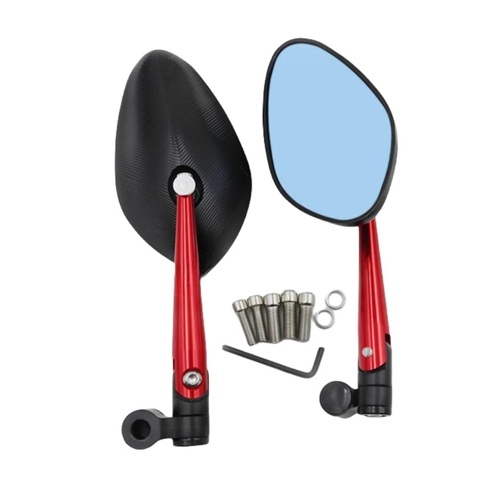 Motorrad-Lenkerrückspiegel, HD-Blauglas, Blendfrei, 360° Drehbar, Universell, 8 Mm, 10 Mm, CNC-gefräst(Red) von JUANNING