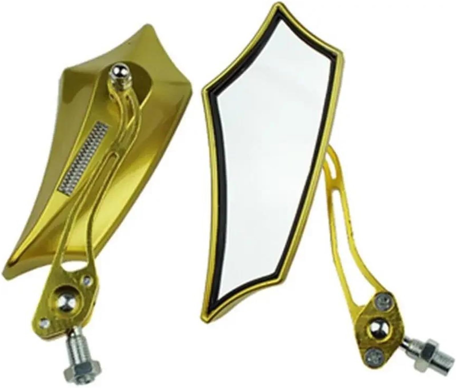 Universal Für SUZ&UKI Motorrad, 8 Mm, 10 Mm, Rückspiegel, Roller, ATV, Fahrrad, Mit 10-mm-Adapter(Gold) von JUANNING
