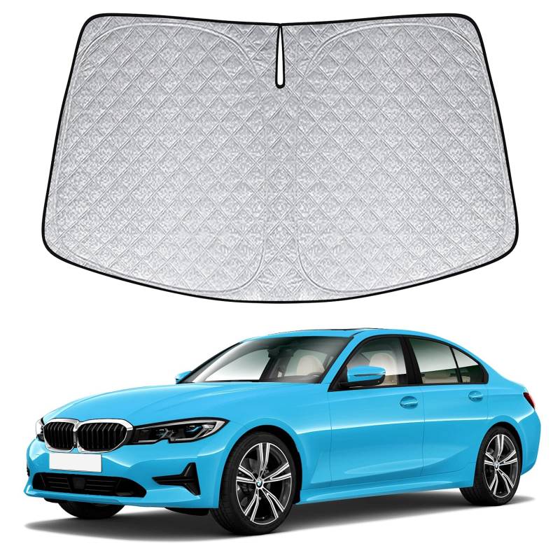 Auto Frontscheibe Sonnenschutz Ersatz für BMW 3 Series 318i 320Li 320i 325Li 330i 2020-2025, Faltbar Sonnenschirm Abdeckungen, Auto Windschutzscheibe UV Schutz Sonnenblende Zubehör von JUDANNA