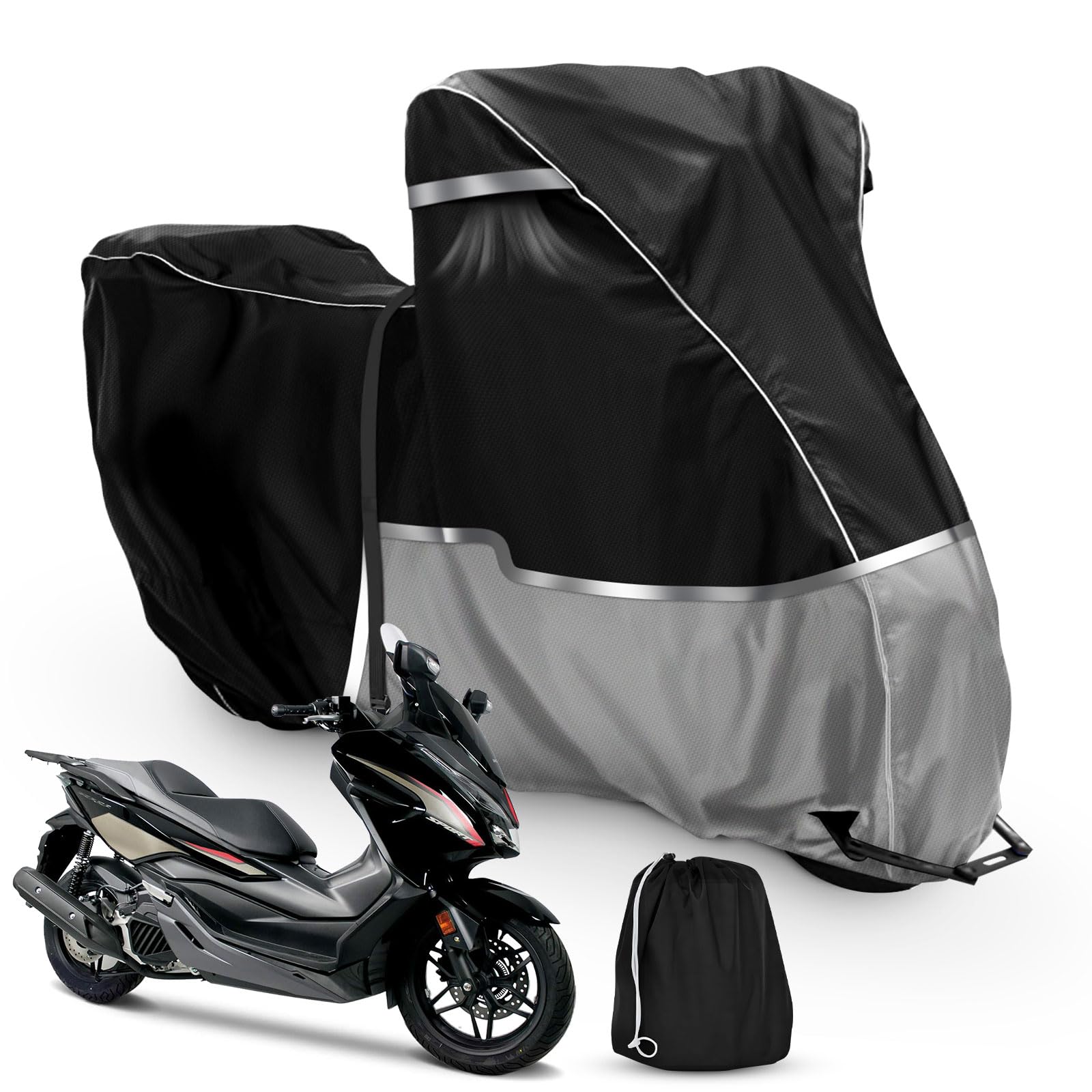 Motorrad Abdeckplane Wasserdicht passend für Honda Scooter Model Forza 350 125 SH 125 350i, 420D Oxford-Stoff Motorradabdeckung Outdoor Motorradplane Motorradgarage Schnee Regen Staub Schutz Motorrad Abdeckplane Wasserdicht passend für Honda Scooter Model Forza 350 125 SH 125 350i, 420D Oxford-Stoff Motorradabdeckung Outdoor Motorradplane Motorradgarage Schnee Regen Staub Schutz von JUDANNA