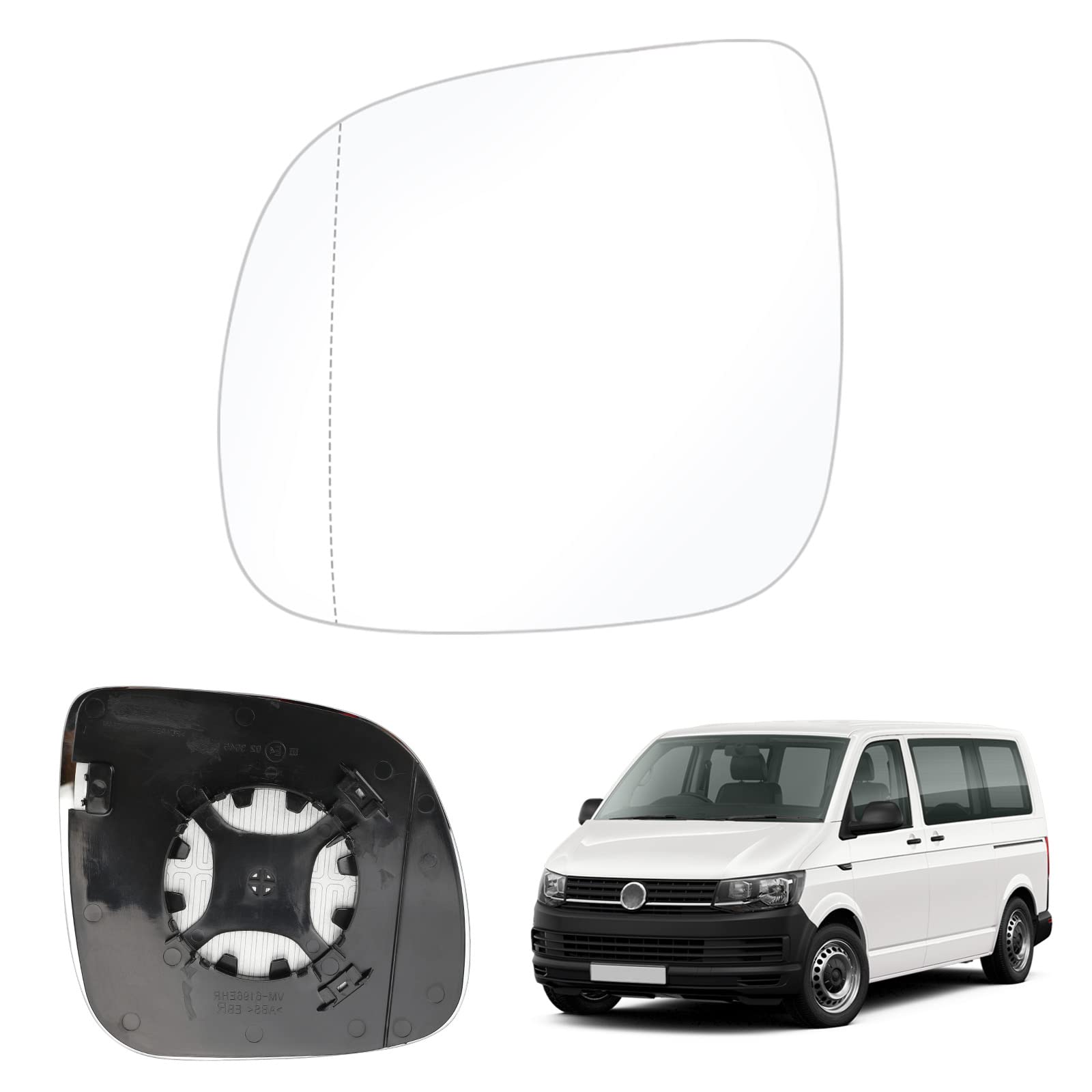 Spiegelglas Ersatz für VW T5 T6 Transporter Caravelle, Außenspiegel rechts beheizbar Ersatzspiegelglas kompatibel mit T5 2010-2015, Spiegel Glas kompatibel mit T6 2016-2021 (Links) von JUDANNA