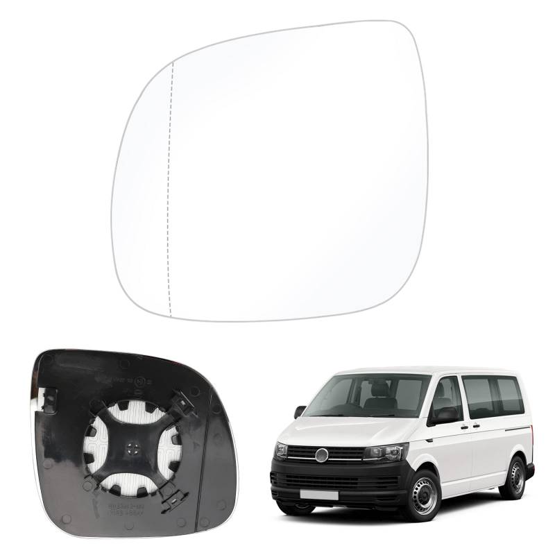 Spiegelglas Ersatz für VW T5 T6 Transporter Caravelle, Außenspiegel rechts beheizbar Ersatzspiegelglas kompatibel mit T5 2010-2015, Spiegel Glas kompatibel mit T6 2016-2021 (Links) von JUDANNA