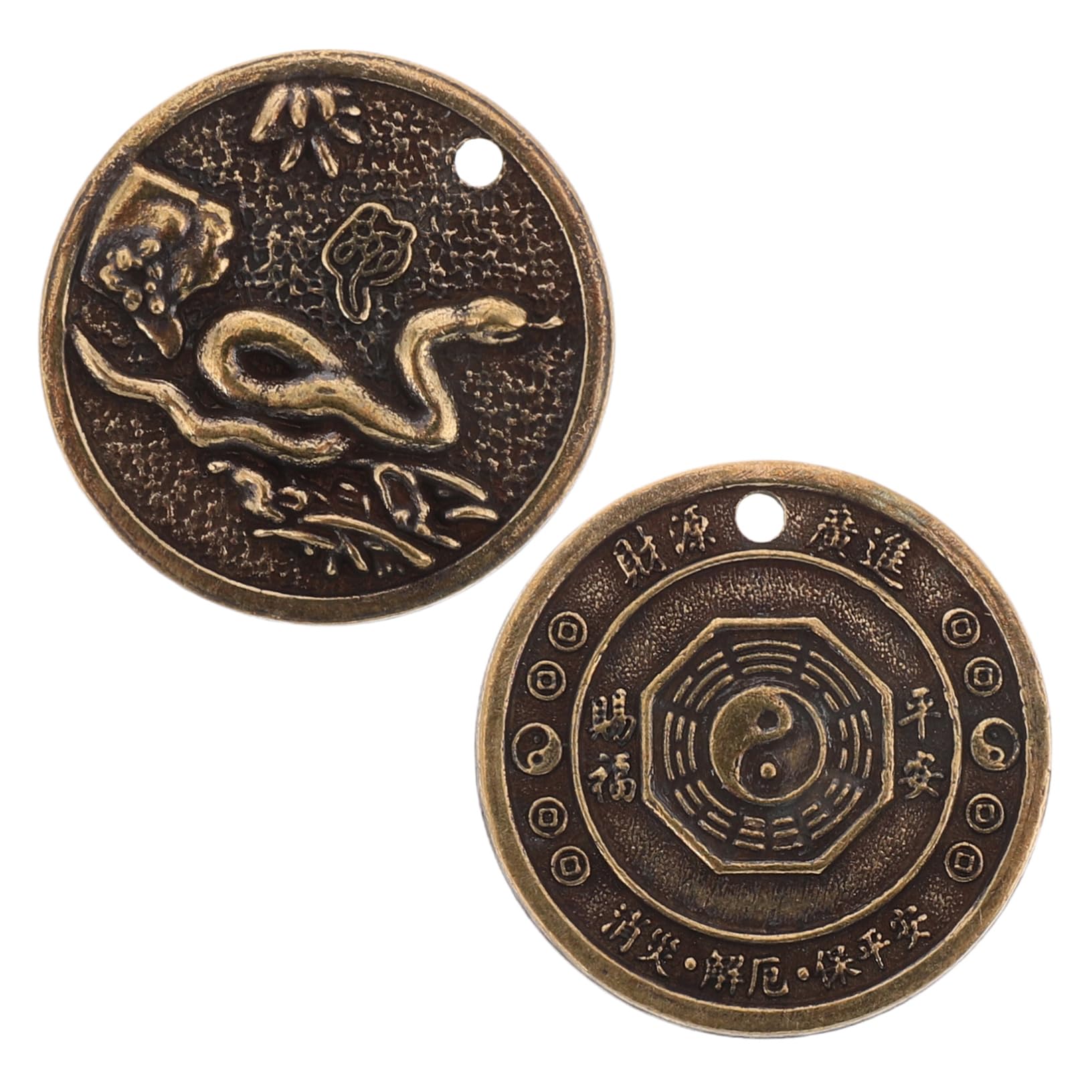 JUMPLAWN 2 Stück Bagua-Anhänger mit runder Platte Glücksornament-Anhänger Schlange Schlüsselanhänger Chinesischer Schlangenanhänger zum Neujahr Messing Golden JUMPLAWN 2 Stück Bagua-Anhänger mit runder Platte Glücksornament-Anhänger Schlange Schlüsselanhänger Chinesischer Schlangenanhänger zum Neujahr Messing Golden von JUMPLAWN