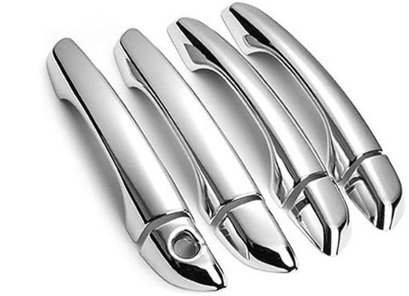 JUNPIY, for Hyundai, Tucson 2015 2016 2017 2018 2019 Kohlefaser-Chrom-Autotürgriffschalenabdeckung Autotürgriffabdeckung(Silver 0 Button) von JUNPIY