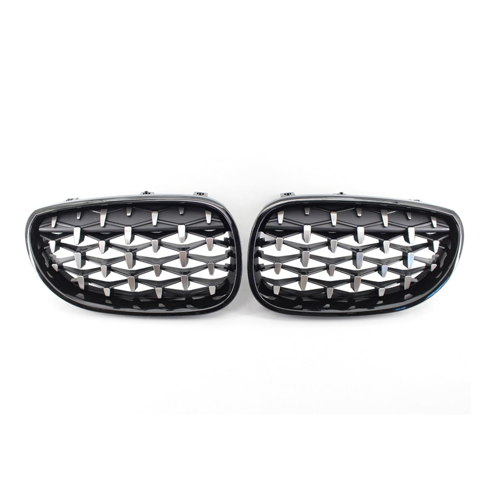 JUNPIY 1 Paar, for, for 5 Series E60 2004 2005 2006 2007 2008 2009 Meteors Front Middle Grille Auto Racing Grille Racing Grills Gloss Black/Silver Auto-Kühlergrill(Black and Silver) von JUNPIY