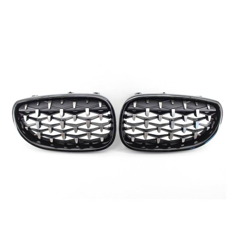 JUNPIY 1 Paar, for, for 5 Series E60 2004 2005 2006 2007 2008 2009 Meteors Front Middle Grille Auto Racing Grille Racing Grills Gloss Black/Silver Auto-Kühlergrill(Black and Silver) von JUNPIY