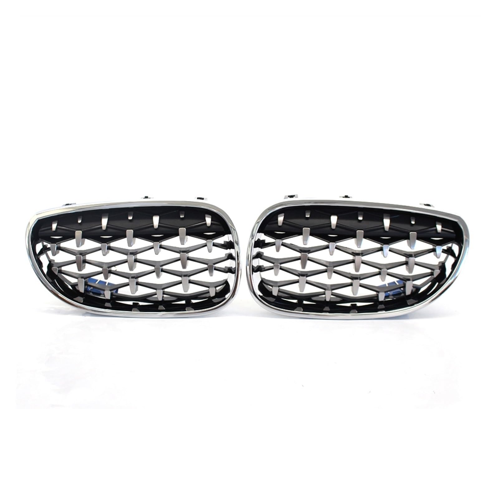 JUNPIY 1 Paar, for, for 5 Series E60 2004 2005 2006 2007 2008 2009 Meteors Front Middle Grille Auto Racing Grille Racing Grills Gloss Black/Silver Auto-Kühlergrill(Silver) von JUNPIY