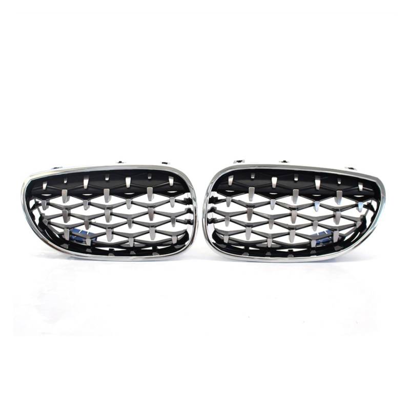 JUNPIY 1 Paar, for, for 5 Series E60 2004 2005 2006 2007 2008 2009 Meteors Front Middle Grille Auto Racing Grille Racing Grills Gloss Black/Silver Auto-Kühlergrill(Silver) von JUNPIY